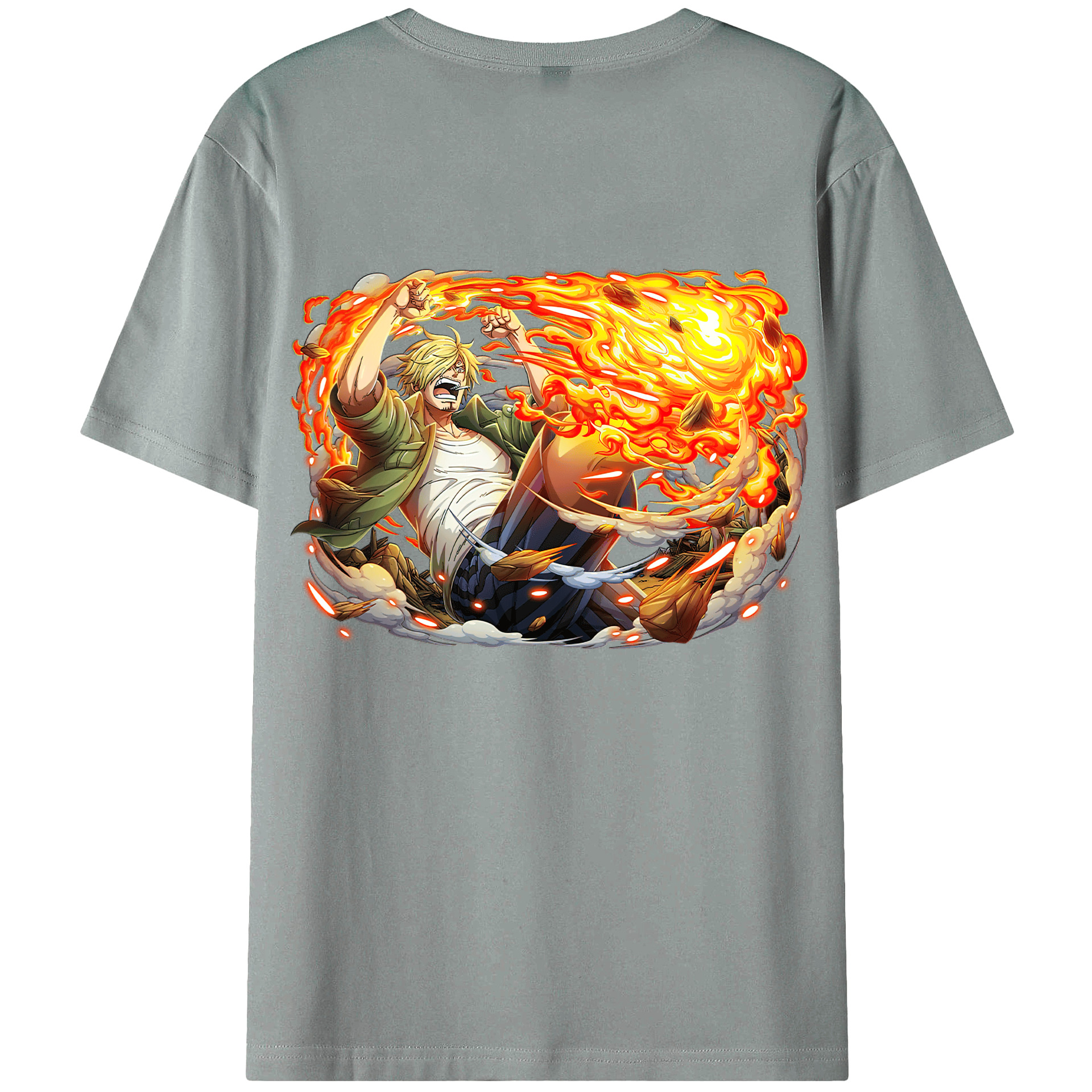 （画像用） ワンピース サンジ ONE PIECE Sanji 綿100％ メンズ半袖Tシャツ（バックプリント） 通気性